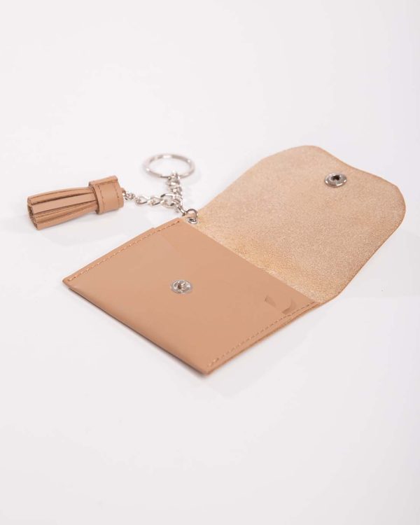 Beige Leather Card Holder